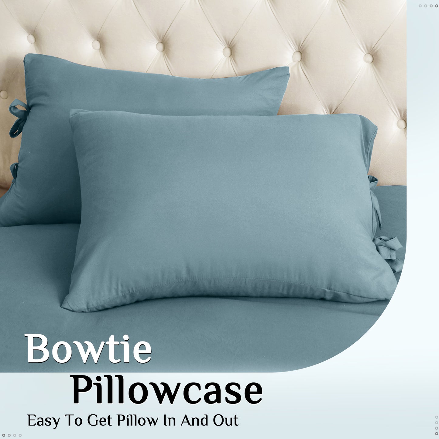 Argstar Bowknot Closure Duvet Cover Set Greyish Blue Color