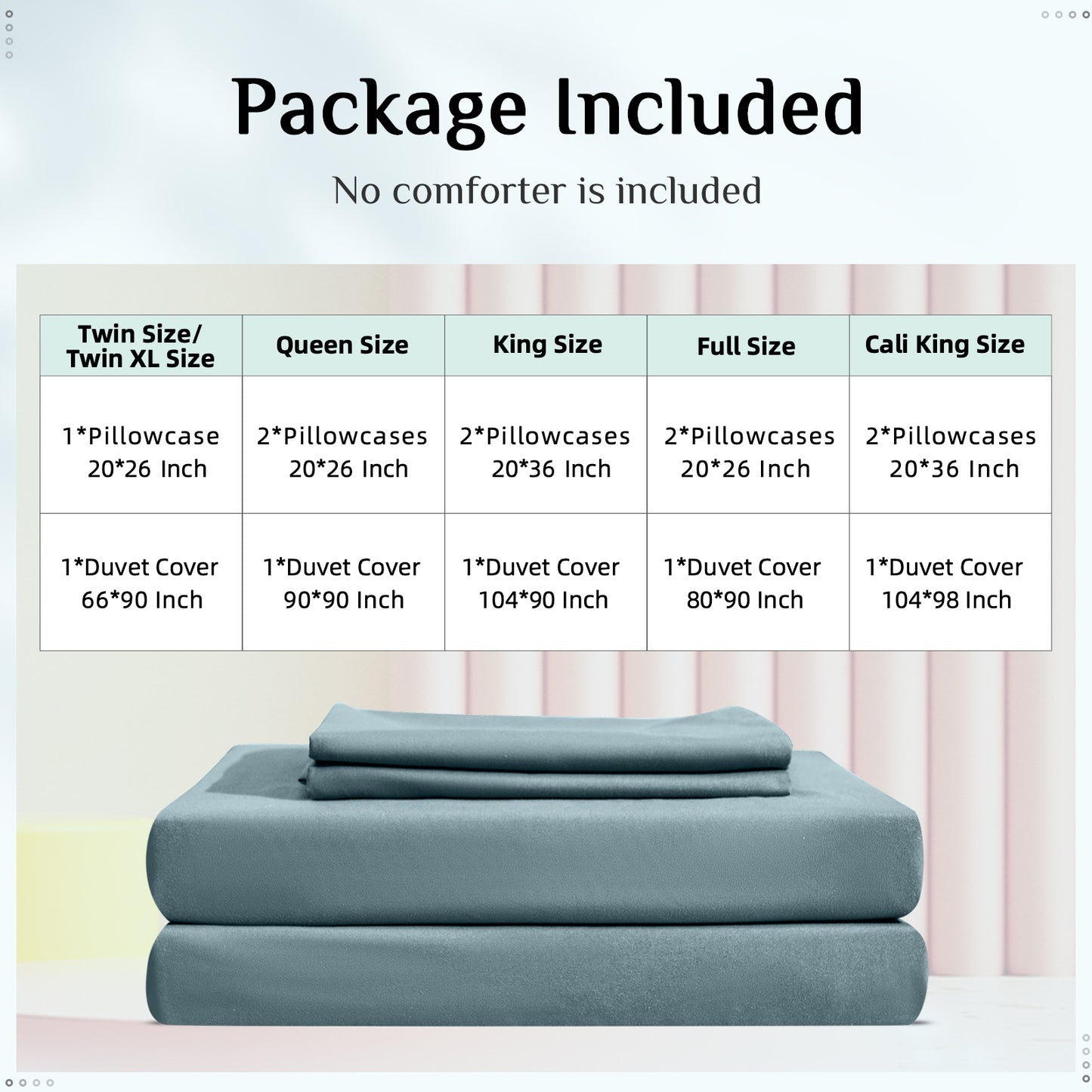 Argstar Bowknot Closure Duvet Cover Set Greyish Blue Color