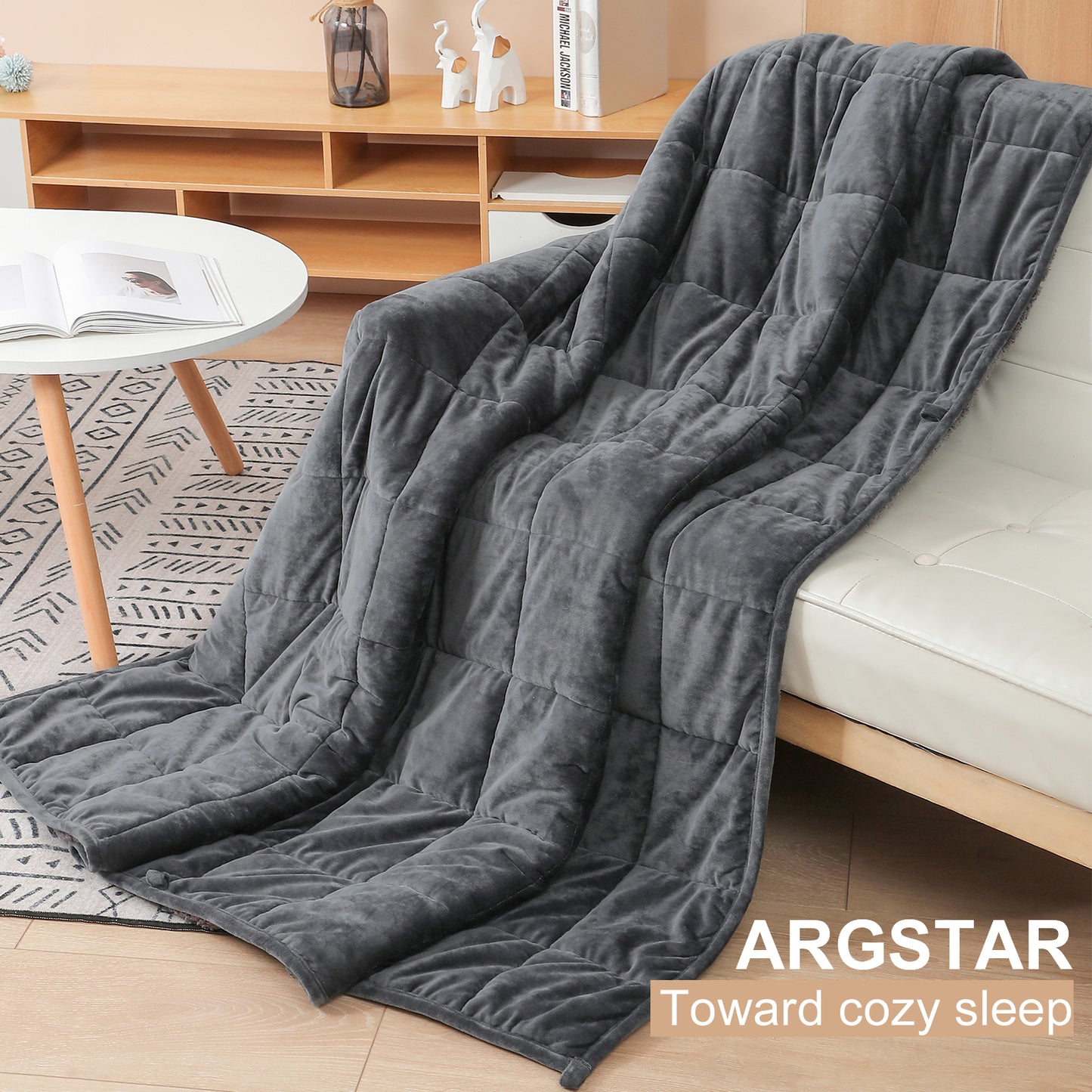 Argstar Sherpa Fleece Weighted Blanket Dark Grey