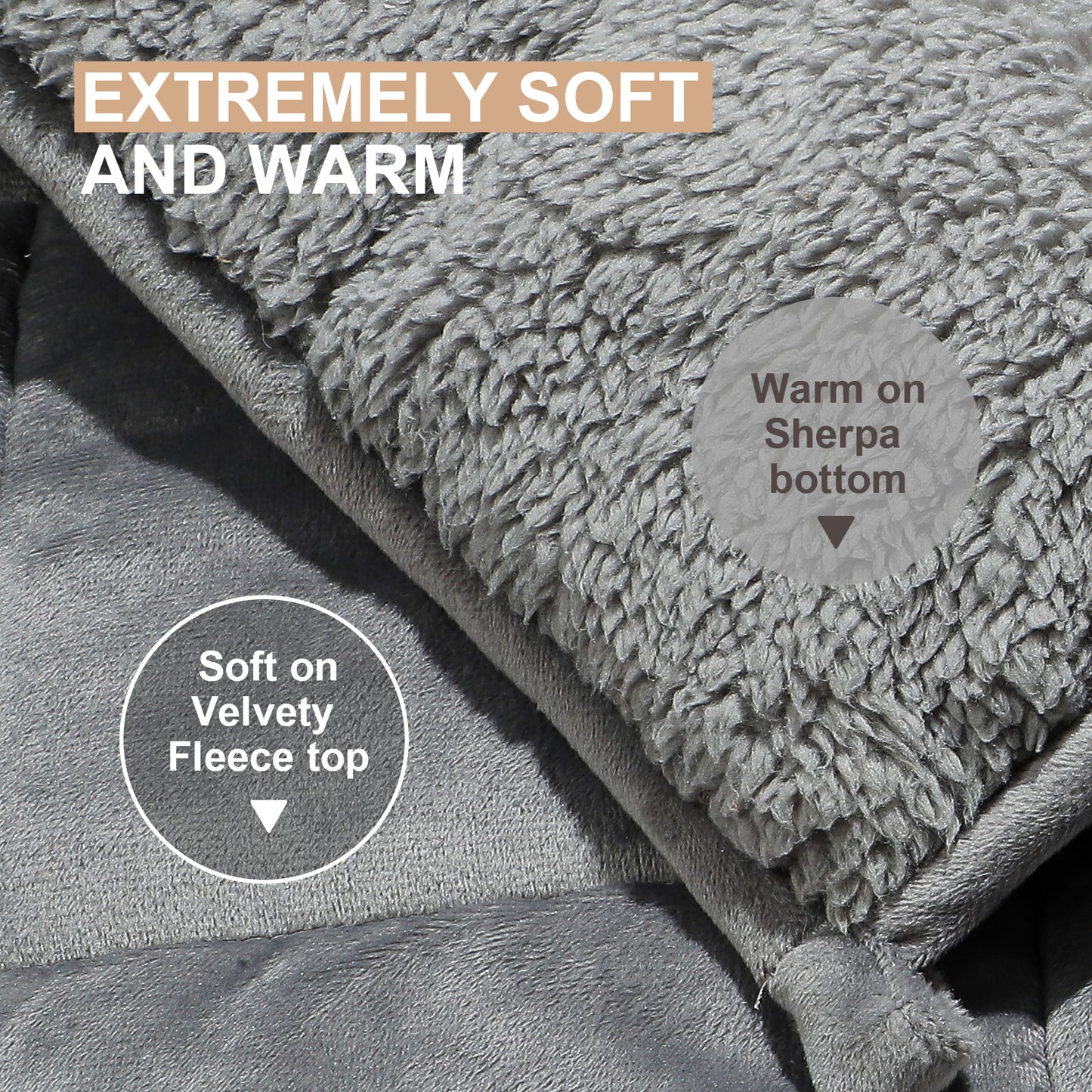 Argstar Sherpa Fleece Weighted Blanket Light Grey