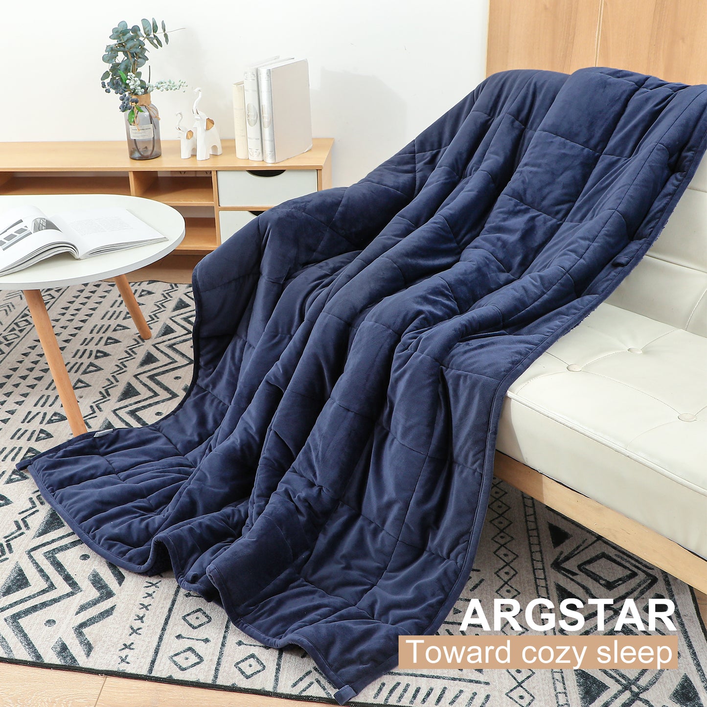 Argstar Sherpa Fleece Weighted Blanket Navy Blue