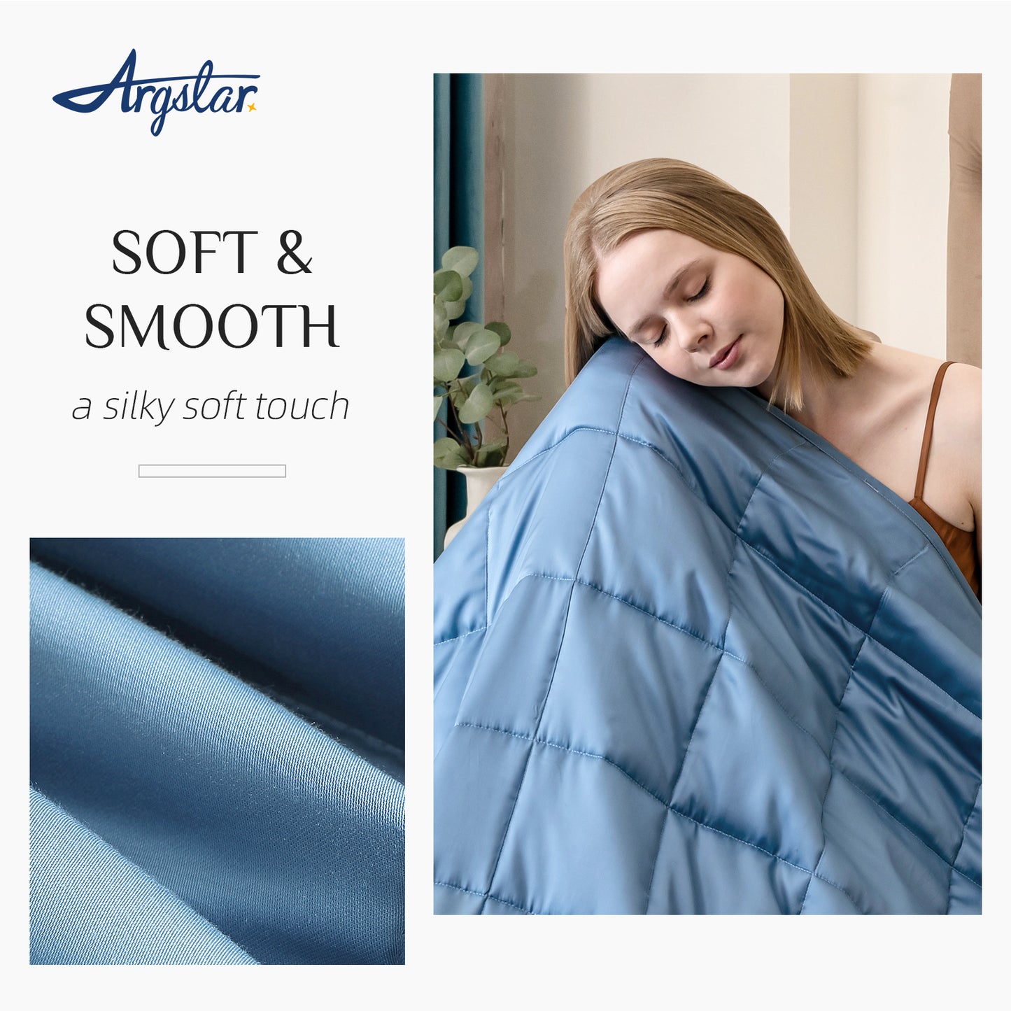 Argstar Cooling Bamboo Weighted Blanket Grey Blue