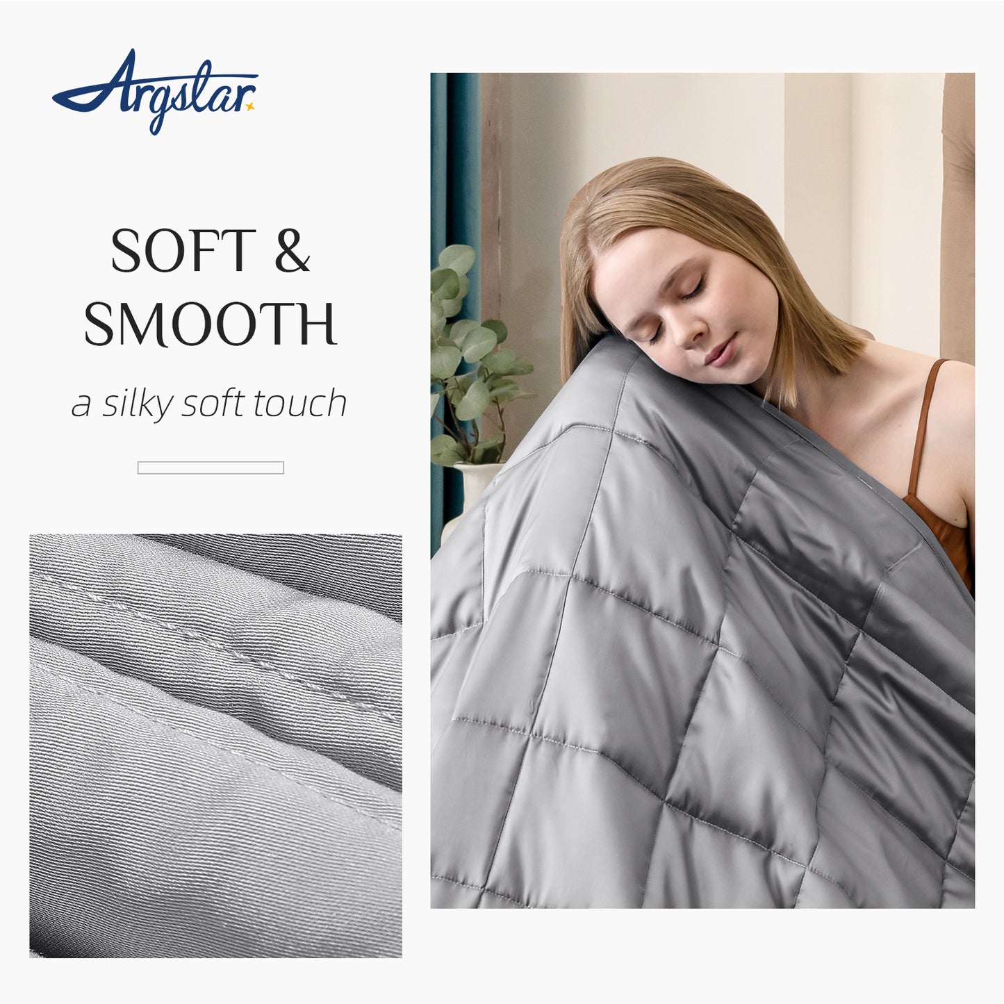 Argstar Cooling Bamboo Weighted Blanket Light Grey