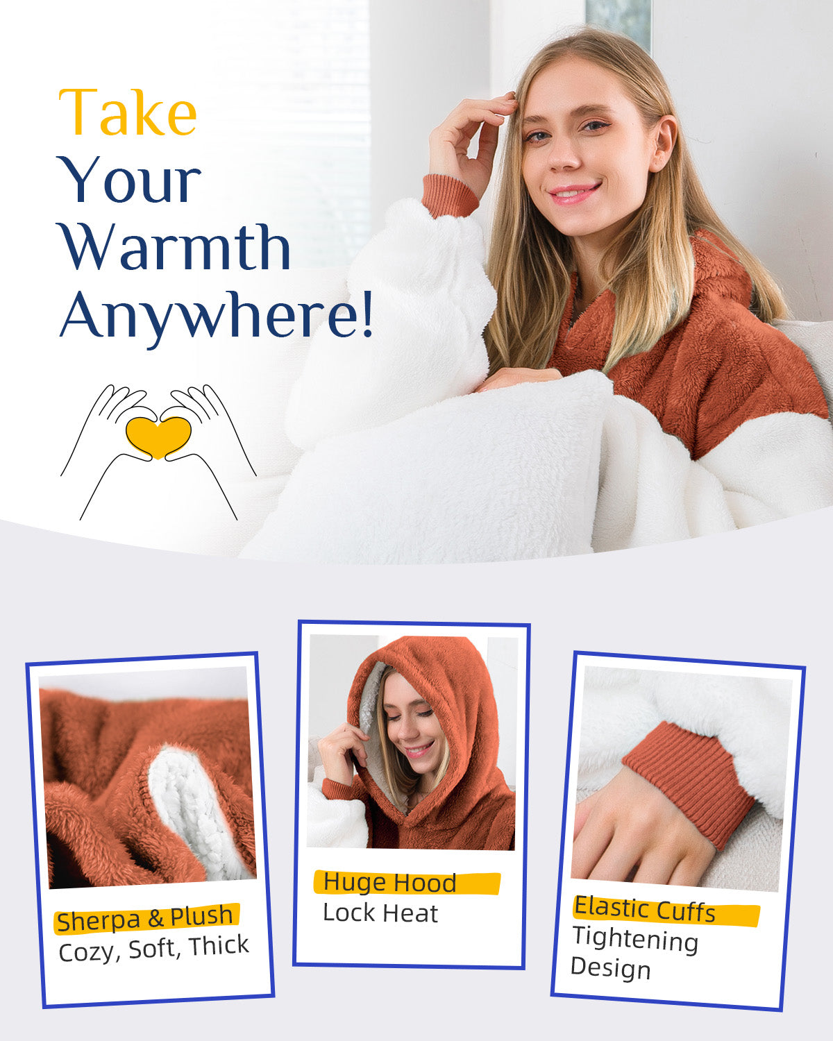 Argstar Oversized Blanket Hoodie Women Men