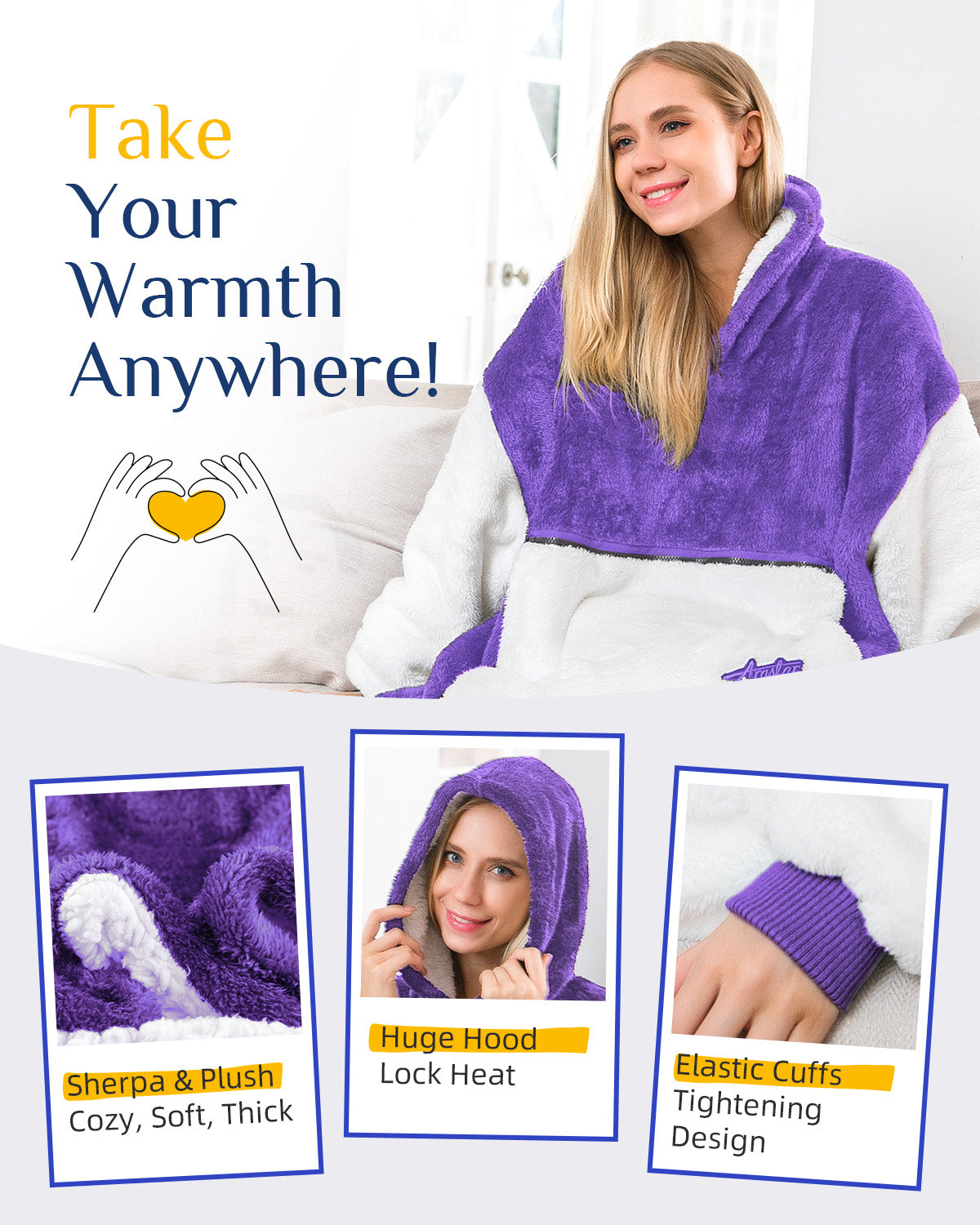 Argstar Oversized Blanket Hoodie Women Men