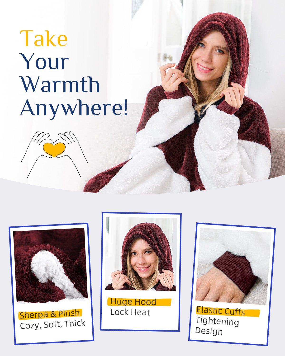 Argstar Oversized Blanket Hoodie Women Men