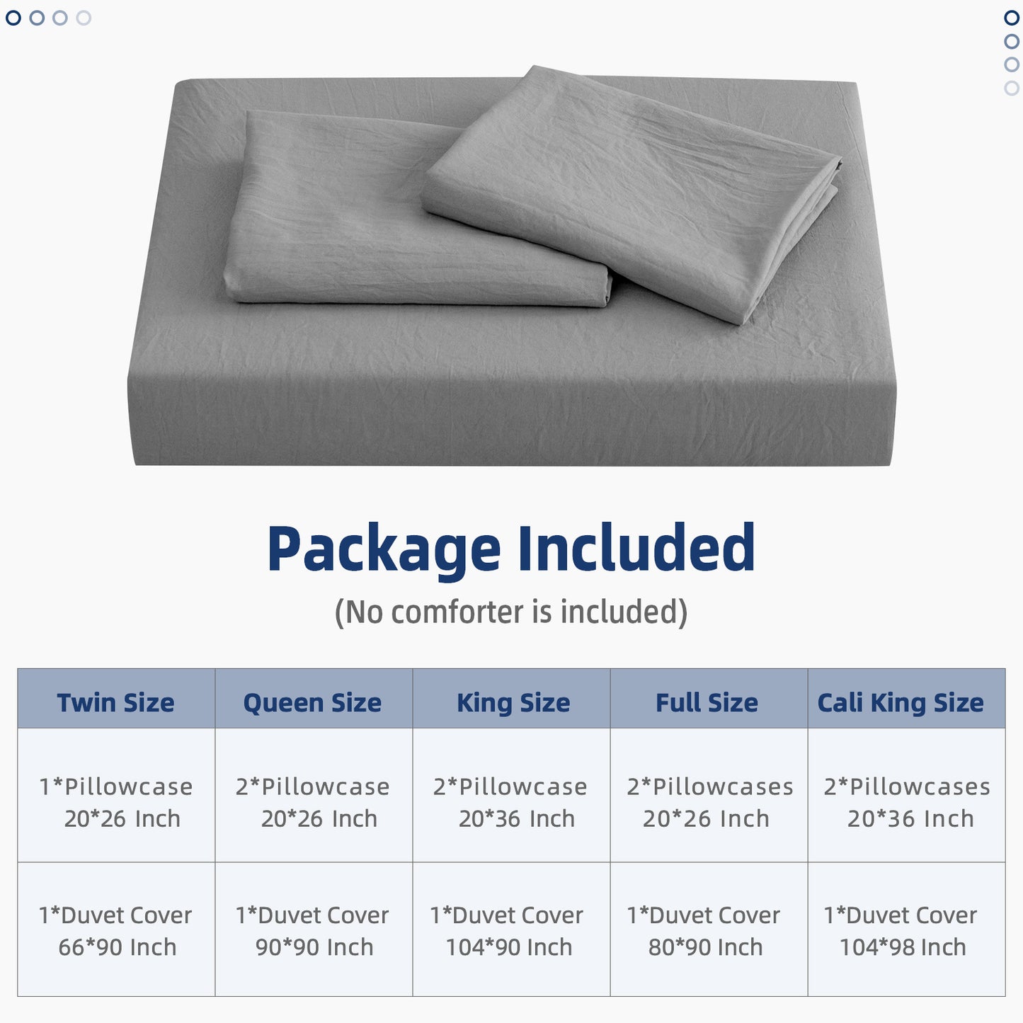 Argstar Button Closure Duvet Cover Set Light Grey Color