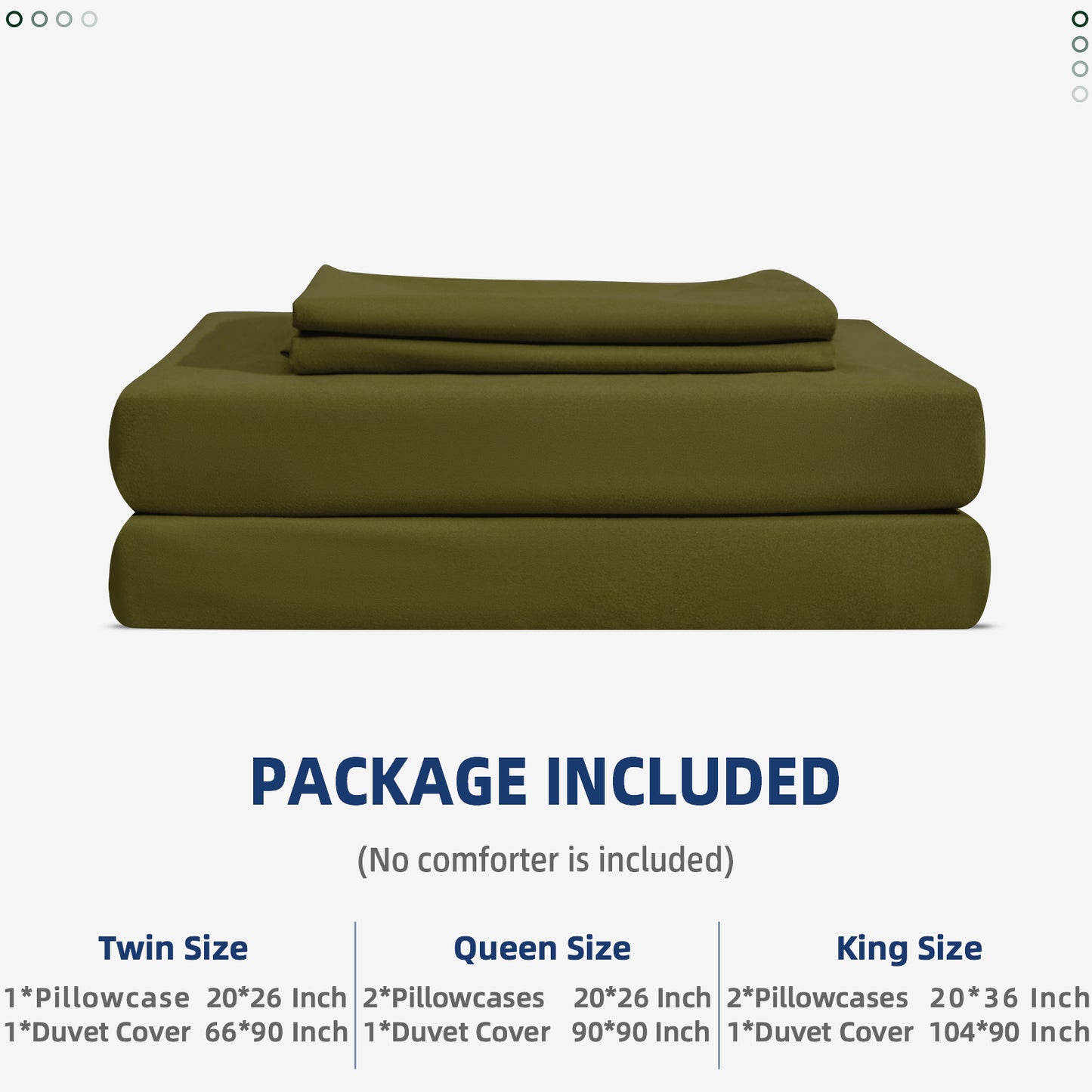 Argstar Button Closure Duvet Cover Set Olive Green Color