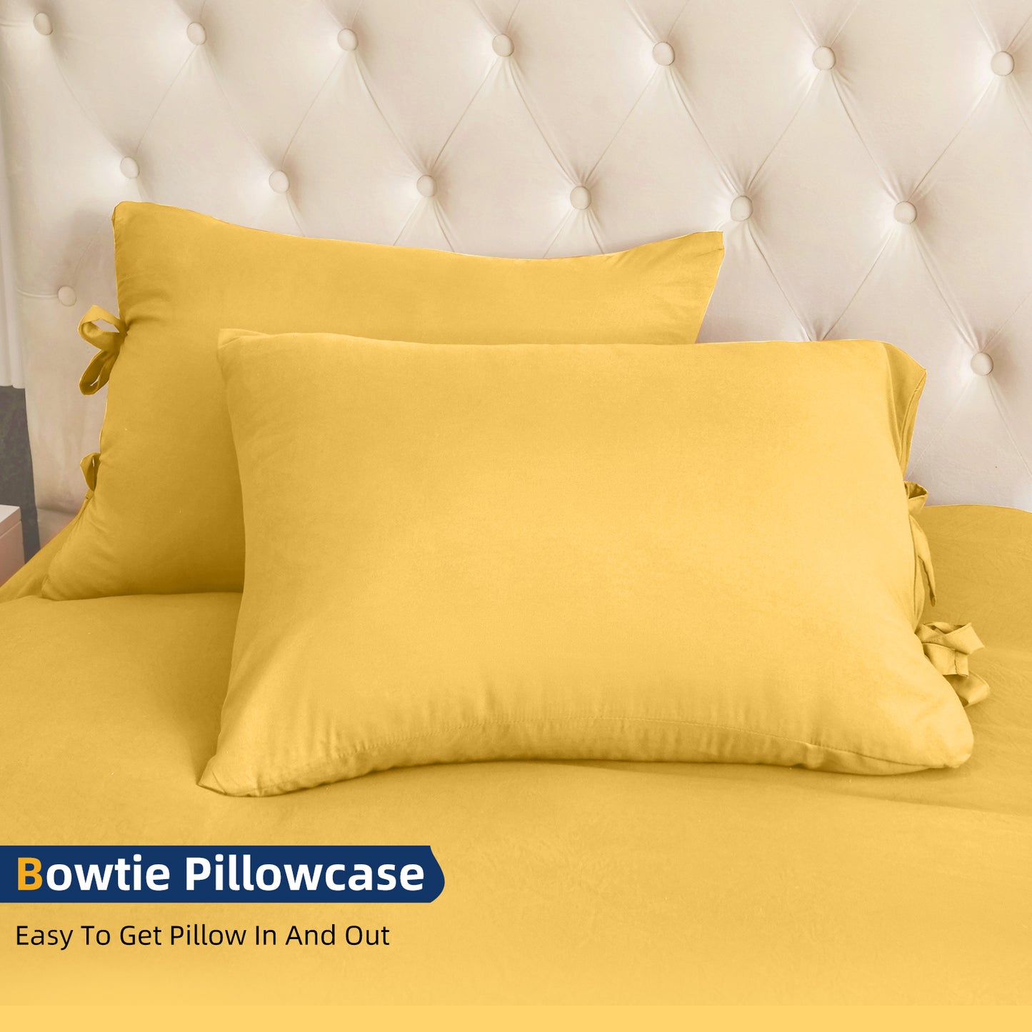 Argstar Bowknot Closure Duvet Cover Set Yellow Color