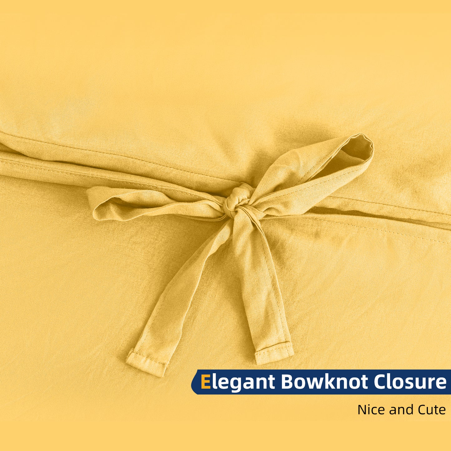 Argstar Bowknot Closure Duvet Cover Set Yellow Color