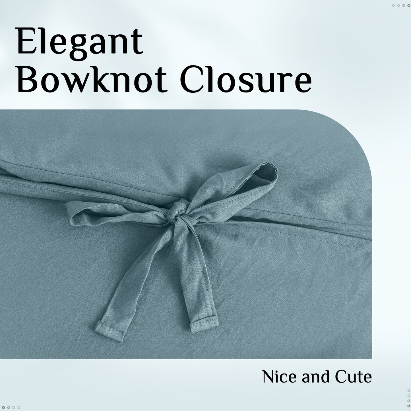 Argstar Bowknot Closure Duvet Cover Set Greyish Blue Color