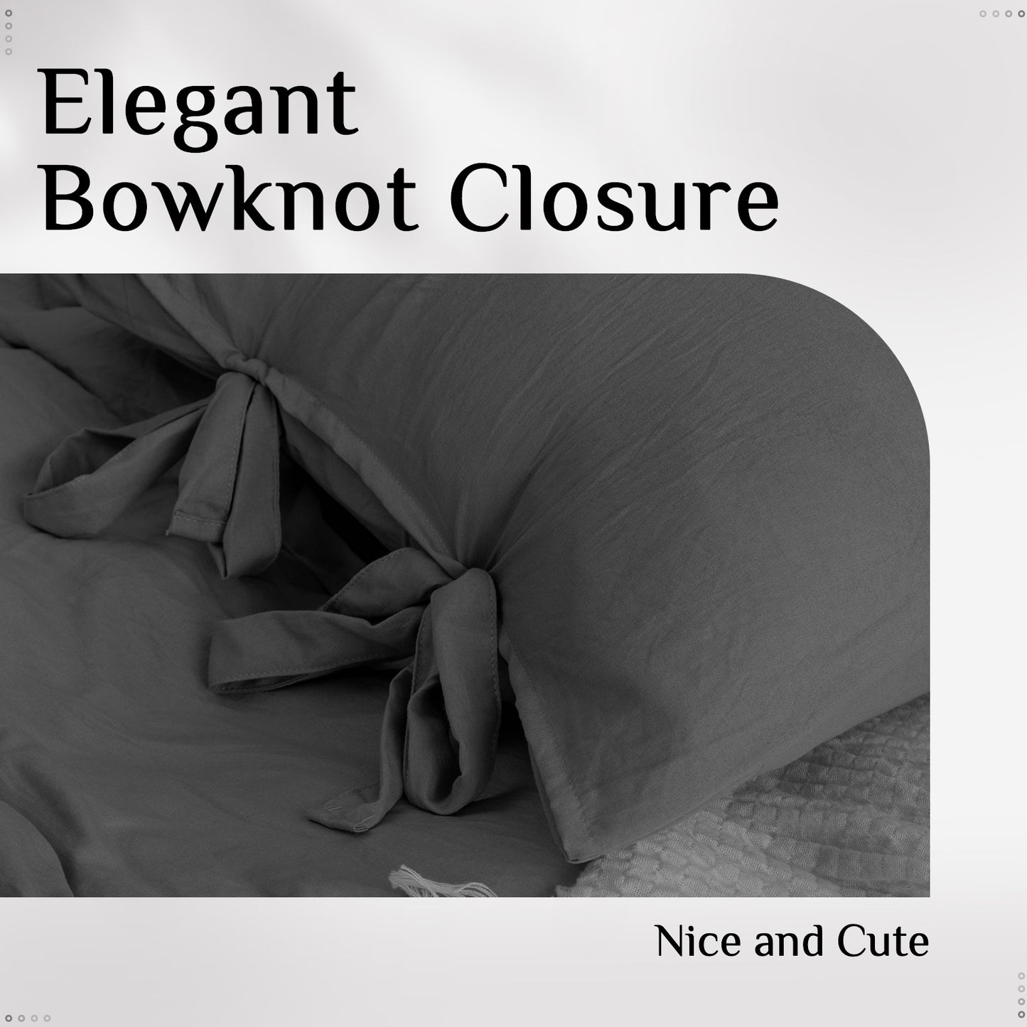 Argstar Bowknot Closure Duvet Cover Set Dark Grey Color