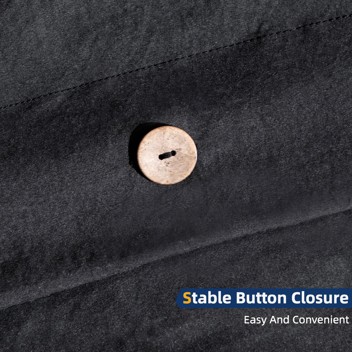 Argstar Button Closure Duvet Cover Set Black Color