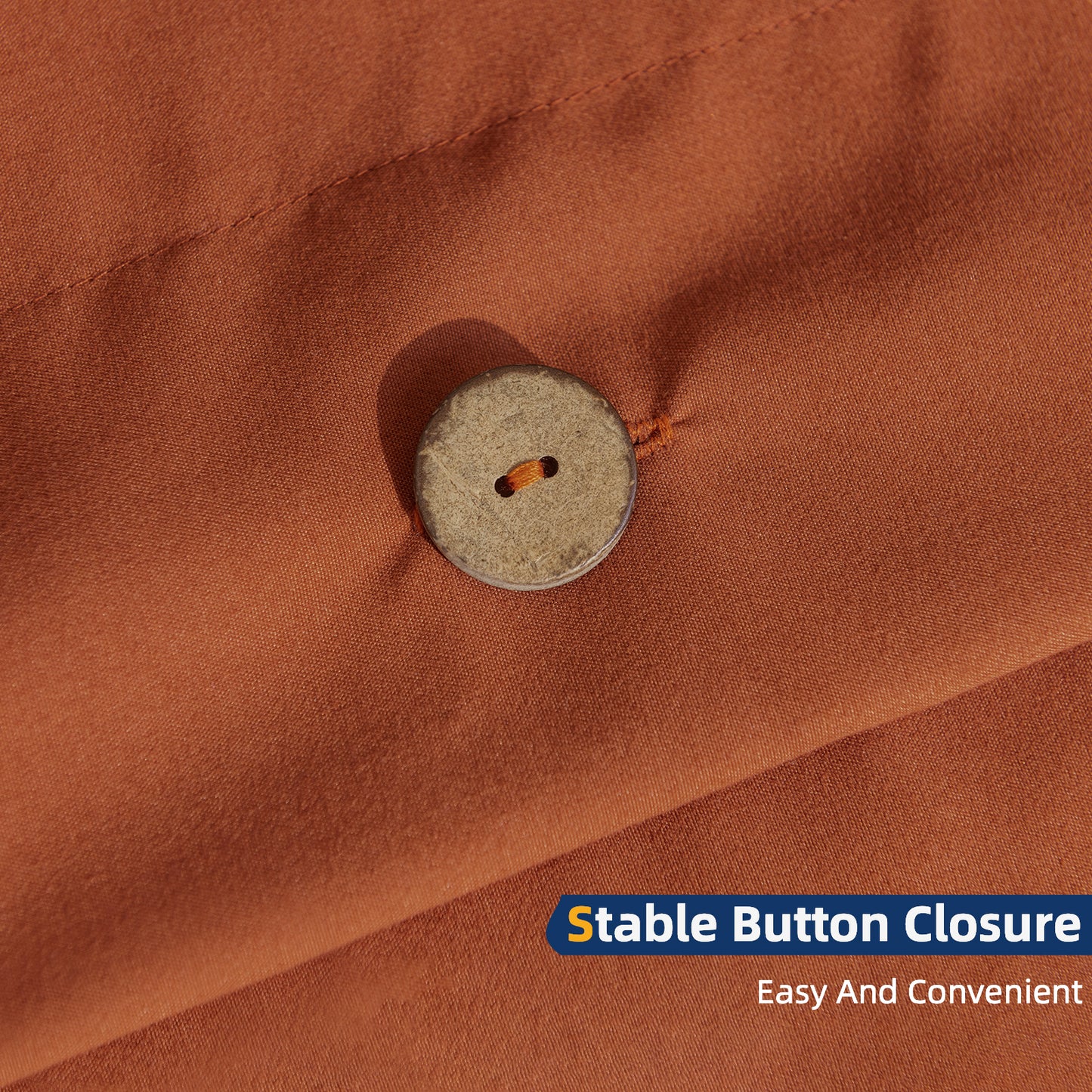 Argstar Button Closure Duvet Cover Set Burnt Orange Color