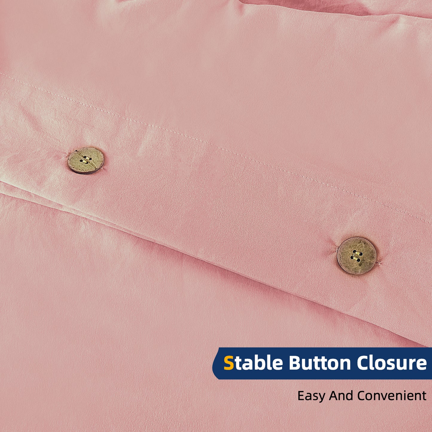 Argstar Button Closure Duvet Cover Set Light Pink Color