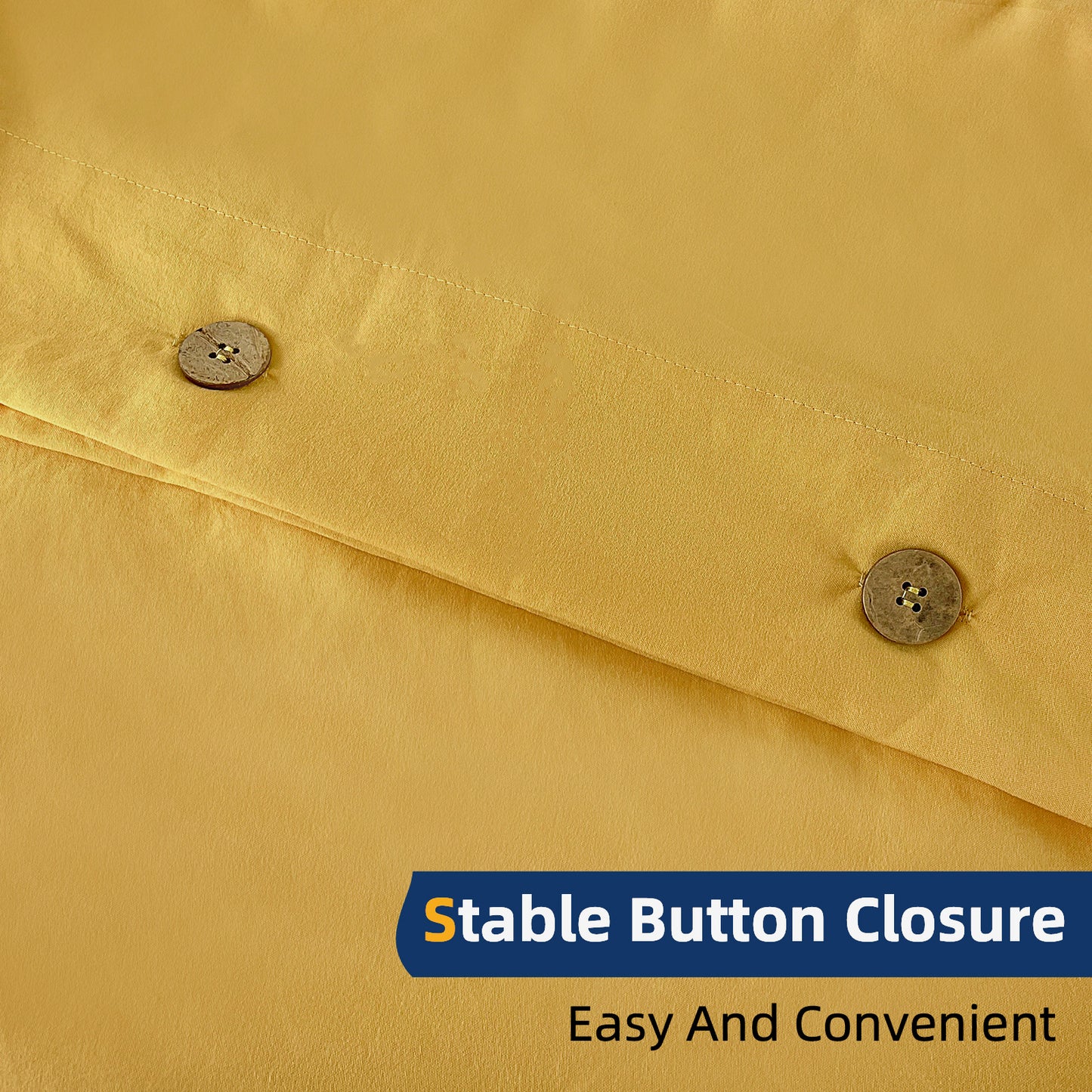Argstar Button Closure Duvet Cover Set Yellow Color