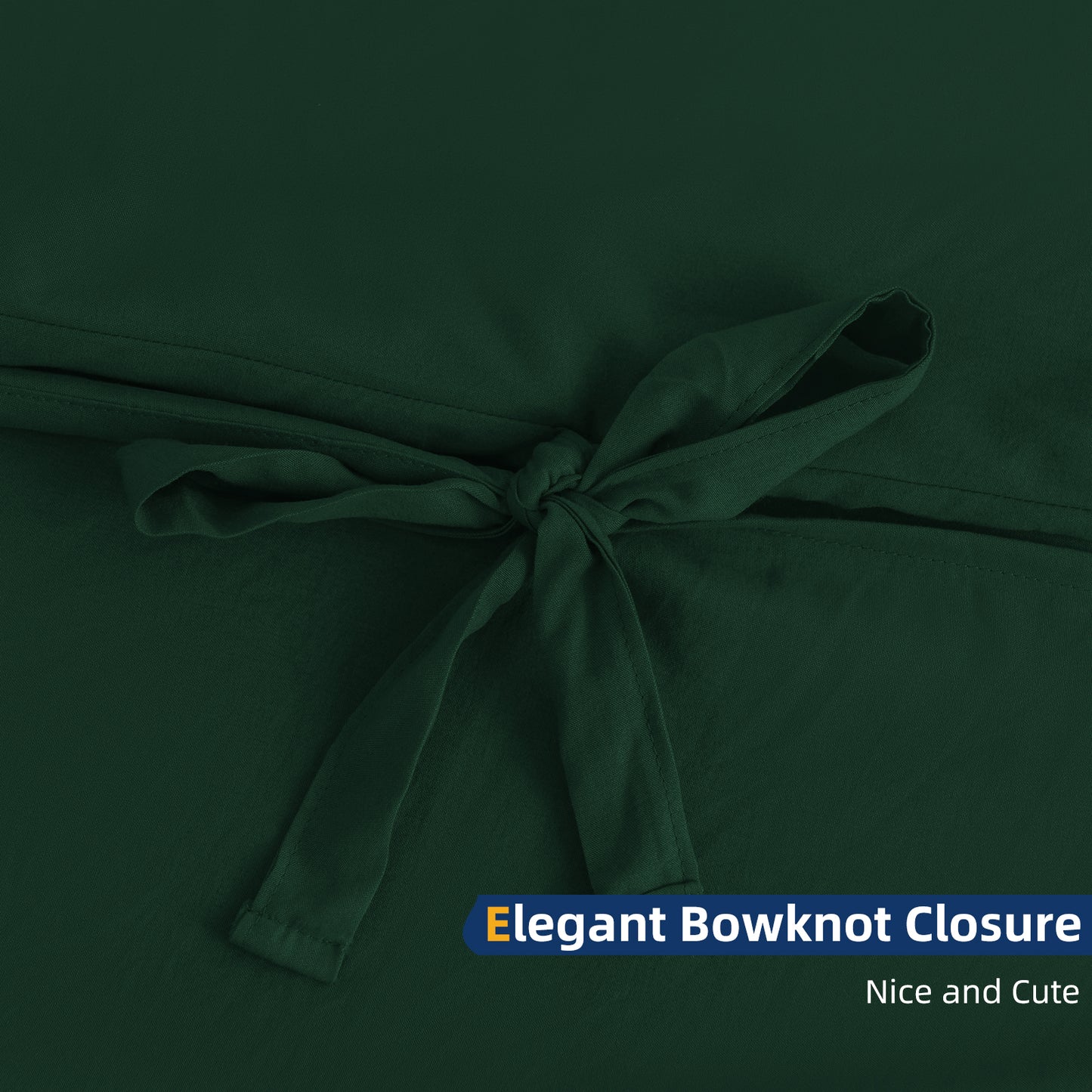 Argstar Bowknot Closure Duvet Cover Set Dark Green Color